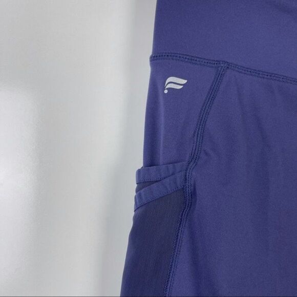 Fabletics Mesh Panel Seamless Pocket Cropped Work Out Leggings Blue - Picture 7 of 7